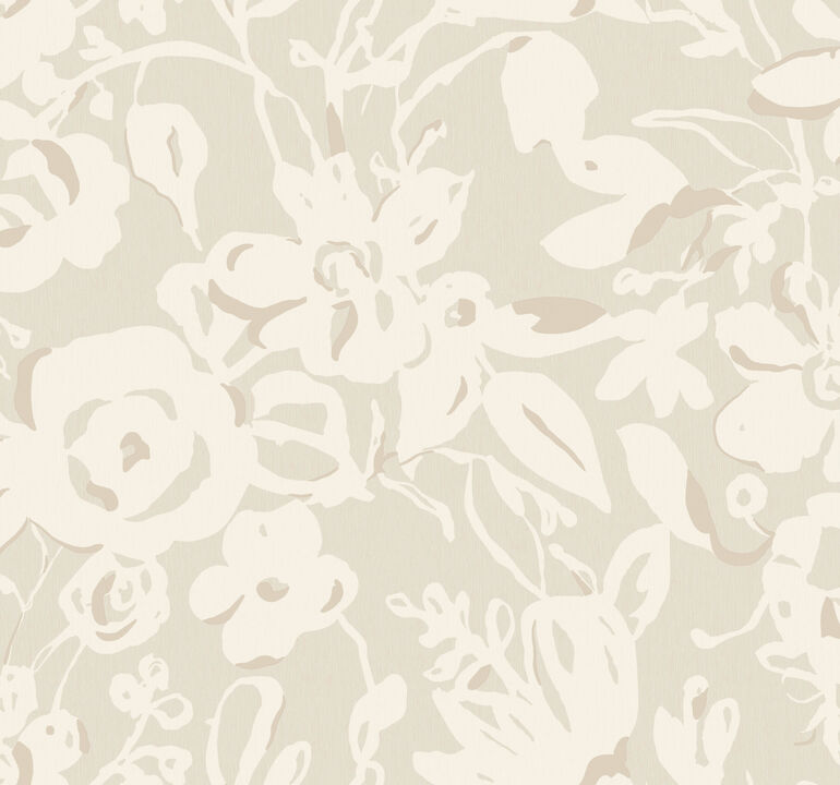 Brushstroke Floral Taupe Wallpaper