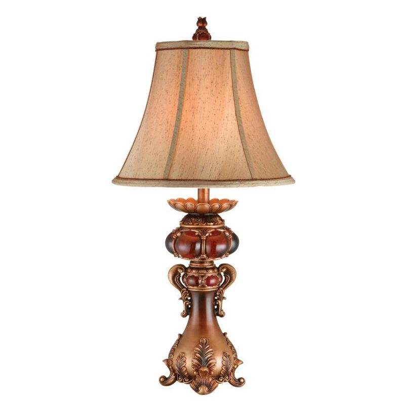 Hivvago Antique Inspired Table Lamp with Linen Lamp Shade