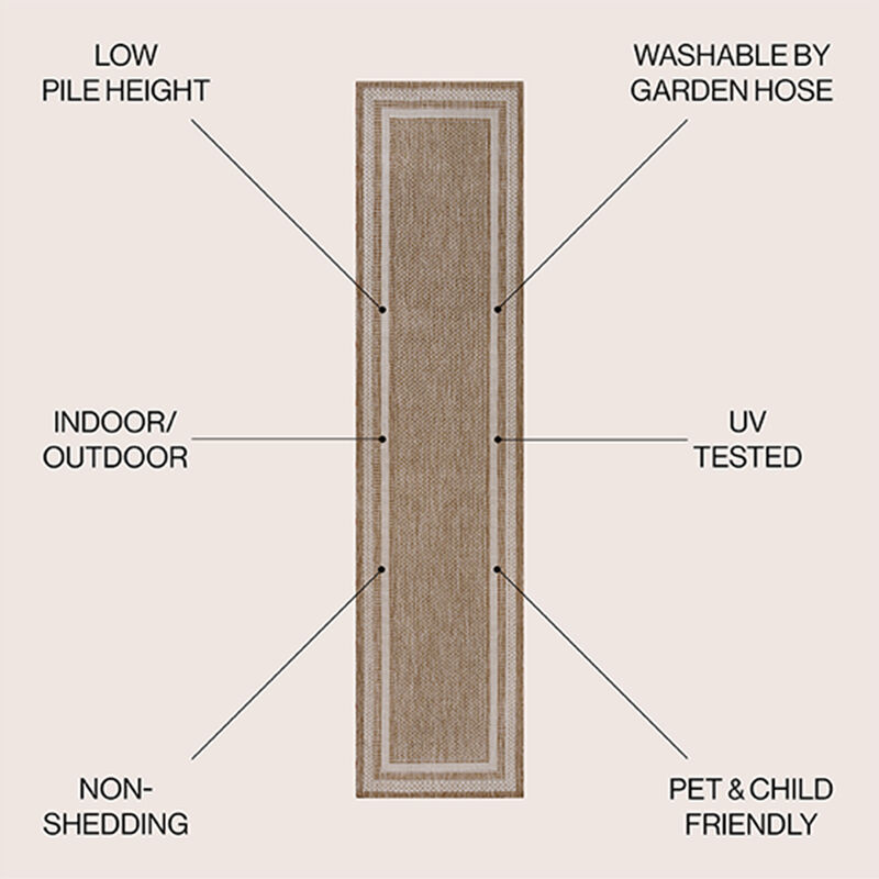 Dover Classic 3-Stripe Border Indoor/Outdoor Area Rug