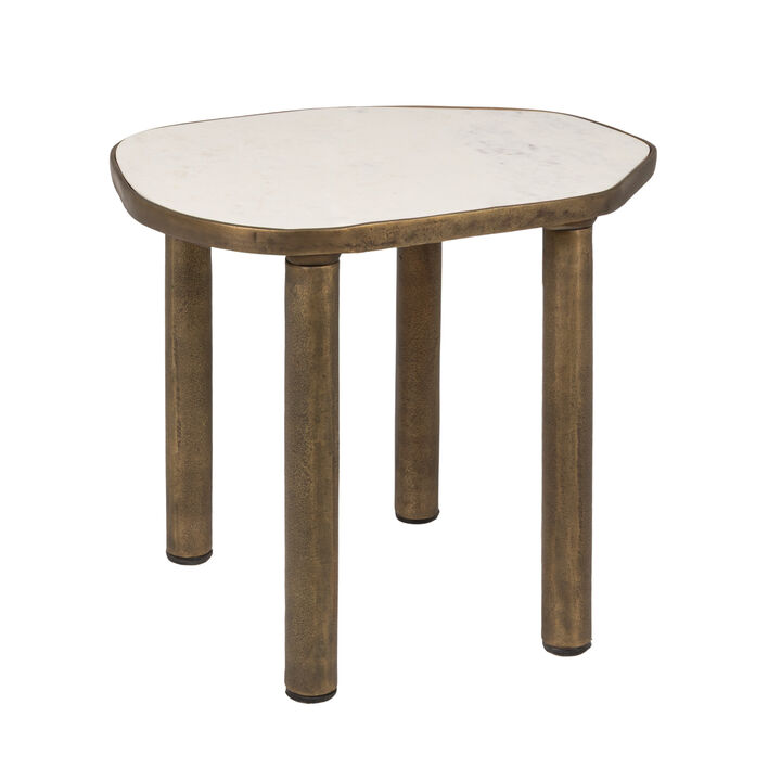 Abstract Shaped Marble End Table with Metal Legs