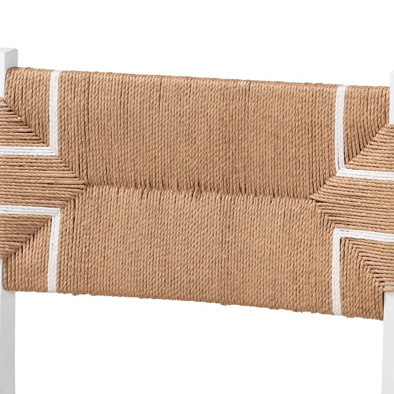 bali & pari Talli Bohemian Paper Loom and White Mahogany Wood Counter Stool