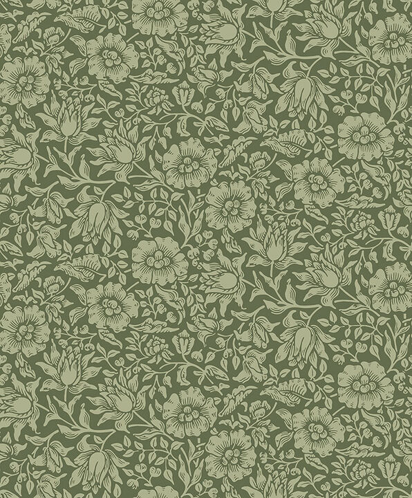 Mallow Dark Green Floral Vine Wallpaper