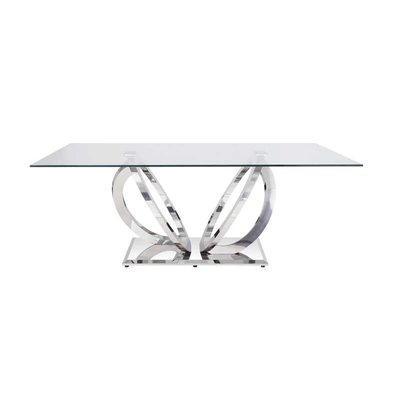 Finley Dining Table, Clear Glass & Mirrored Silver Finish image number 2