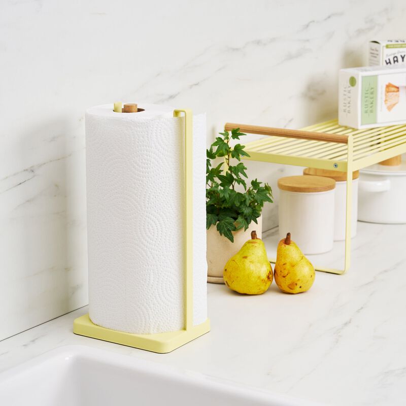 Paper Towel Holder - Steel + Wood image number 1