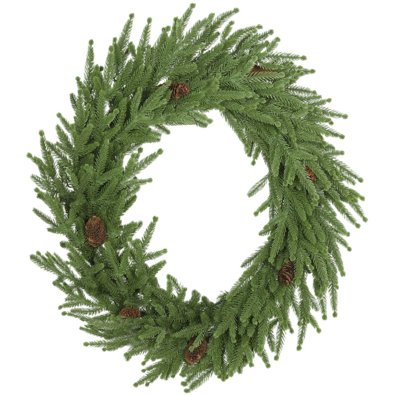 BreeBe 24 Inch Artificial Christmas Wreath with Pine Cones image number 0