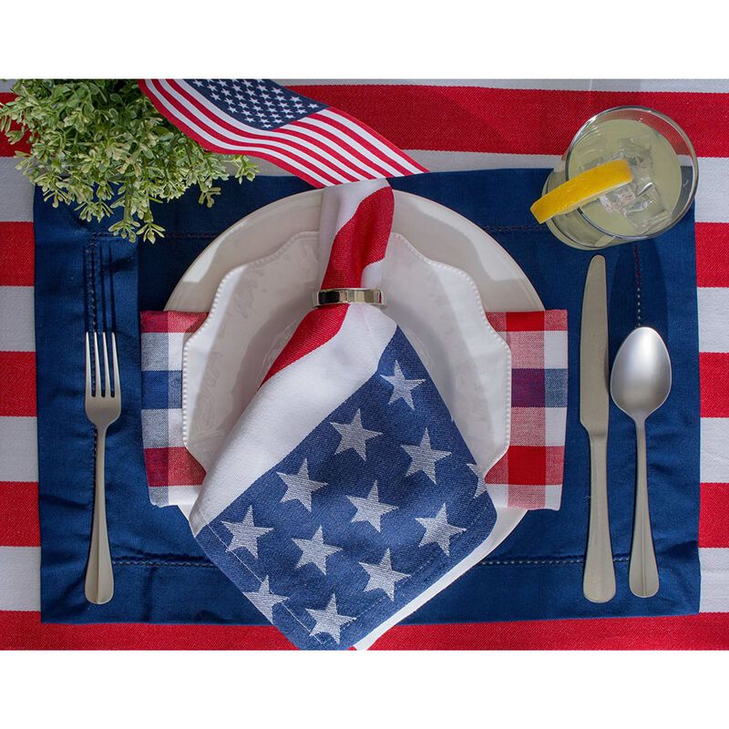 70" Red and White Stars and Striped Round Outdoor Tablecloth