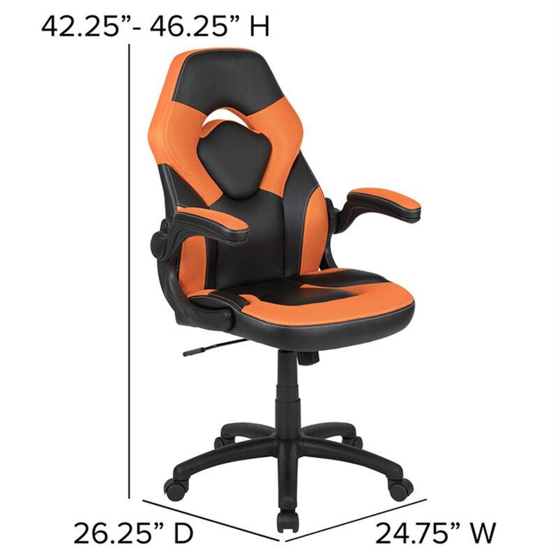 Flash Furniture Black Gaming Desk and Orange/Black Racing Chair Set with Cup Holder, Headphone Hook, and Monitor/Smartphone Stand
