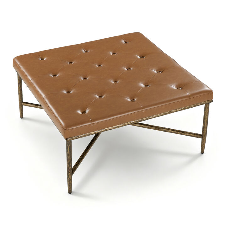 Merax Premium Soft Chenille Ottoman with Elegant Tufted Surface, Durable Metal Construction
