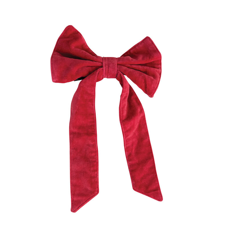 Red Velvet Cotton Clip Bow with Iron Accent image number 0