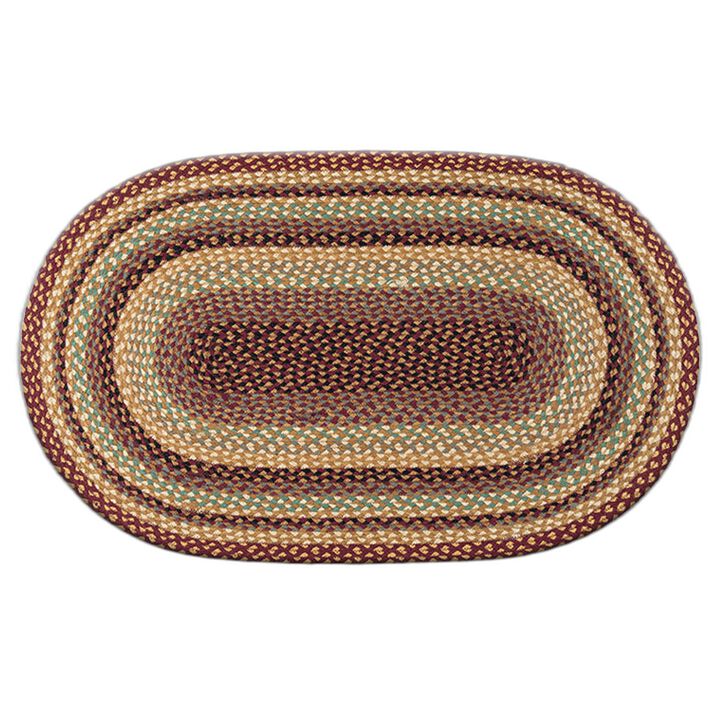 Earth Rugs C-357 Burgundy Gray Cream Oval Braided Rug 27 X 45
