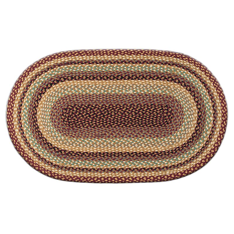 Earth Rugs C-357 Burgundy Gray Cream Oval Braided Rug 27 X 45 image number 0