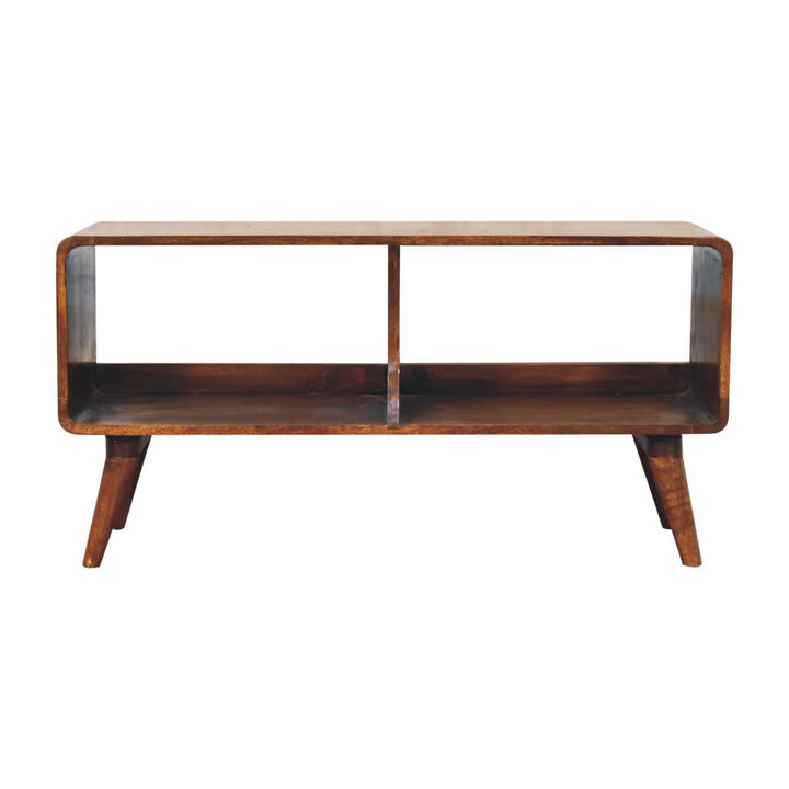 HomeRoots 39" Brown Solid Wood Enclosed and Open Storage TV Stand
