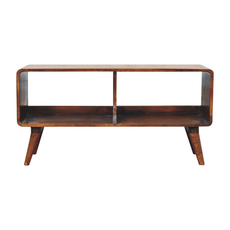 HomeRoots 39" Brown Solid Wood Enclosed and Open Storage TV Stand image number 0