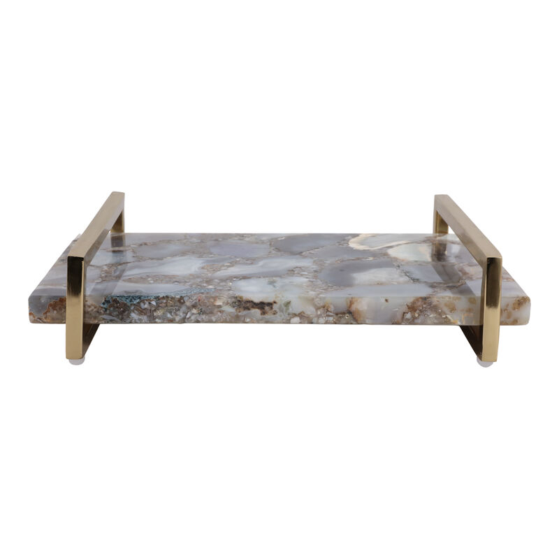 14x9 Agate Tray W/Gold Handles image number 0