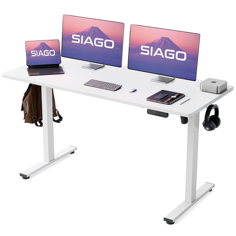 SIAGO Electric Standing Desk Adjustable - 63 x 24 Inch Sit Stand up Desk with Cable Management - 3 Memory Preset Adjustable Heig image number 0
