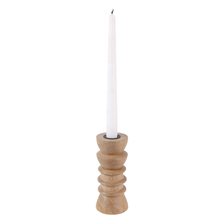 6x3" Wood Totem Taper Holder, Natural