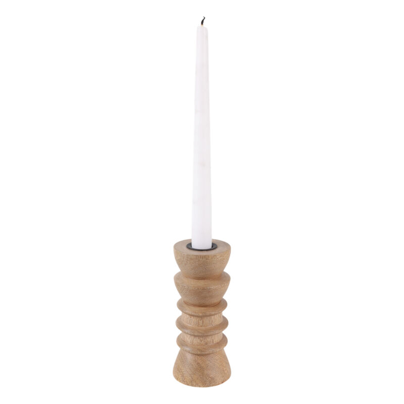 6x3" Wood Totem Taper Holder, Natural image number 1