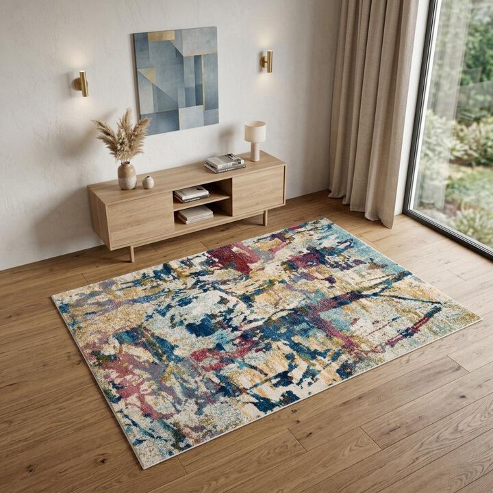 HomeRoots Abstract Distressed Area Rug