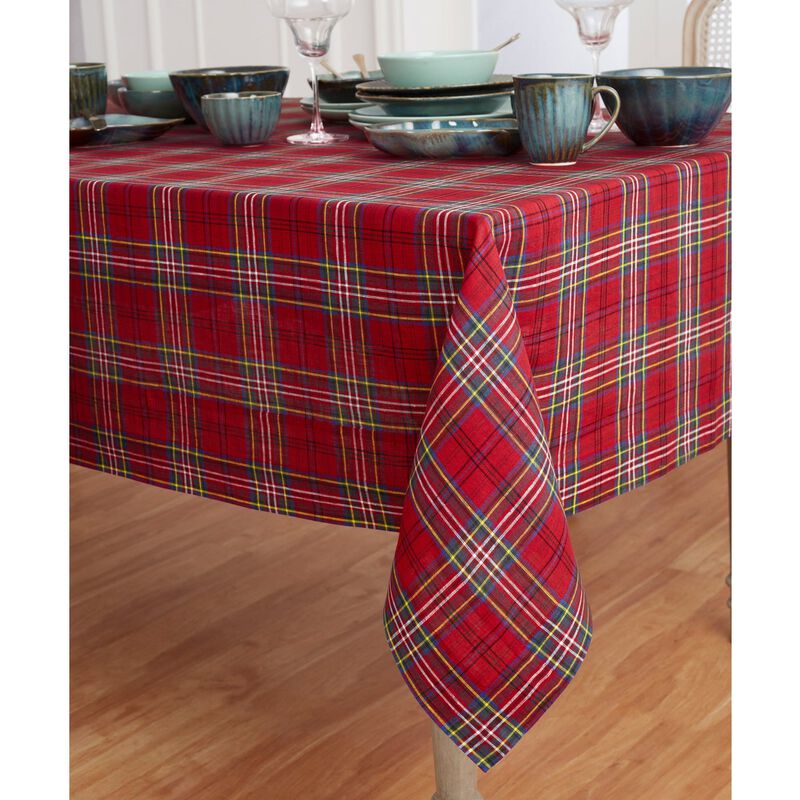 Solino Home 100% Pure Linen Tablecloth - Classic Tartan Plaid