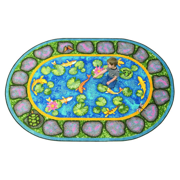 Joy Carpets Kid Essentials Maria's Garden 10'9 x 13'2 Oval Area Rug in Color Multi