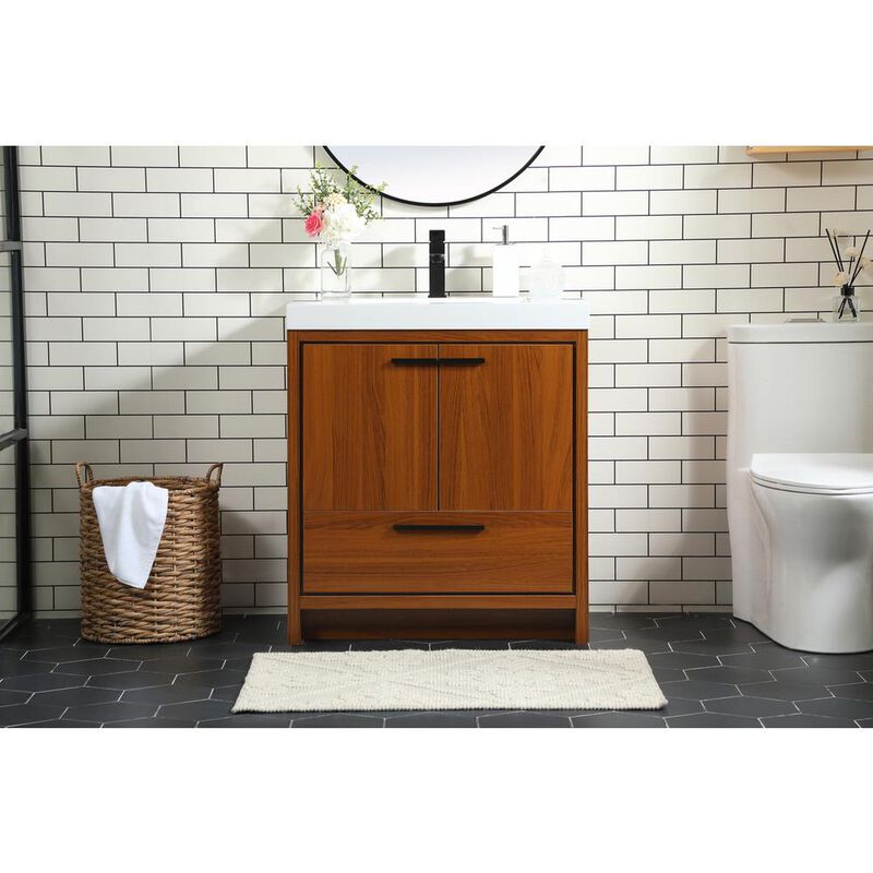 Elegant Kitchen and Bath 30 inch Single bathroom vanity in Teak