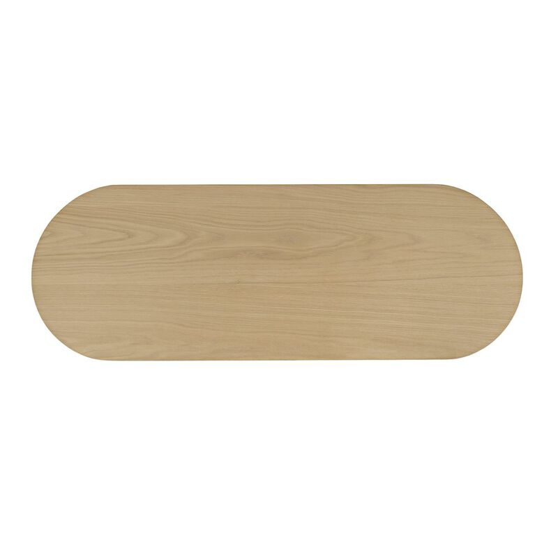 Jofran Auden Oval Mid-Century Modern Fluted Pedestal Base Sofa Console Table