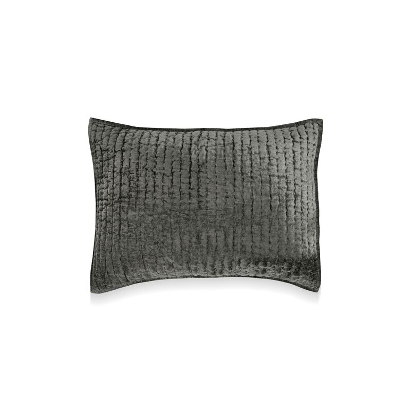 Lipa 20 x 26 Hand Stitched Standard Pillow Sham, Velvet, Quilted-Benzara image number 1