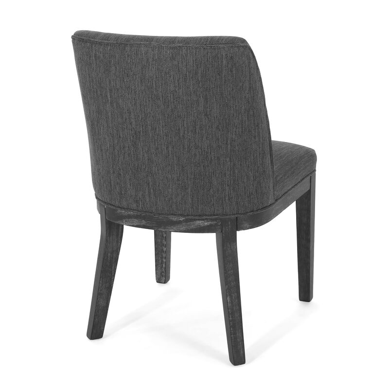 Edena Dining Chair Set of 2, Black Rubberwood, Charcoal Gray