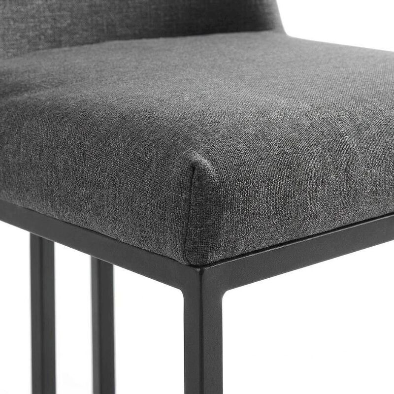 Upholstered Fabric Dining Side Chair with Sled Base, Black Charcoal image number 6