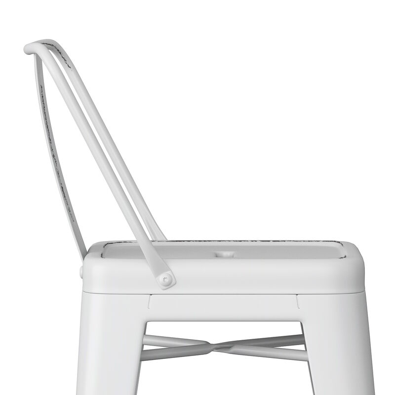 Rayne Industrial Metal 24 inch Counter Height Stool (Set of 2) in Distressed White