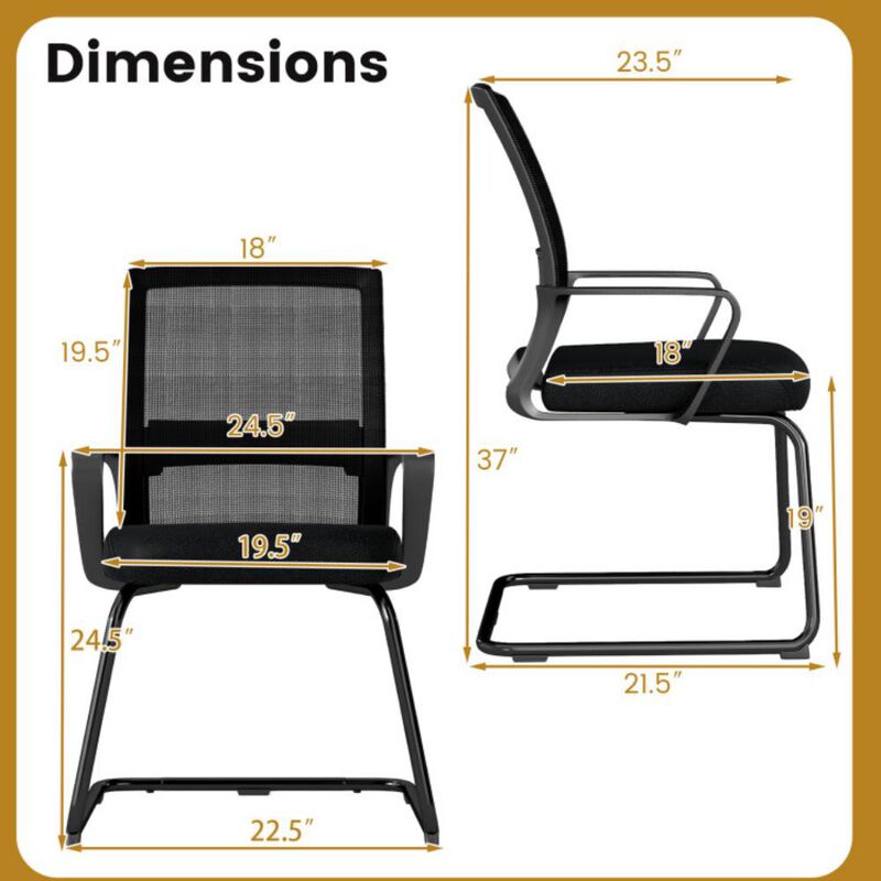 2 Piece Office Guest Chair with Lumbar Support for Waiting Room image number 3