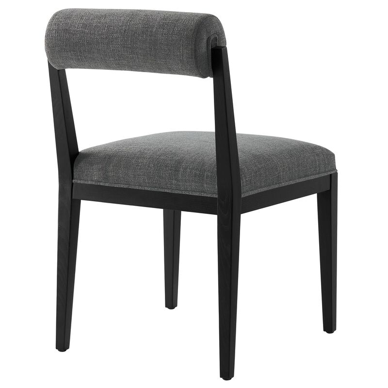 Modway Kai Upholstered Dining Chair with Wood Legs in Charcoal Black - Modern Dining Room Chair with Fabric Rolled Backrest and Seat - Wood Fabric Side Chair for Dining Room, Kitchen image number 6