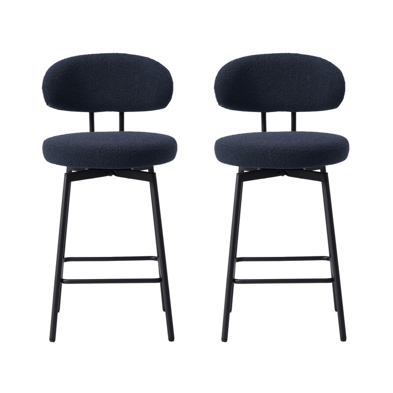 WestinTrends Modern Upholstered Sherpa Fabric Counter Height Bar Stools with Back (Set of 2) image number 0