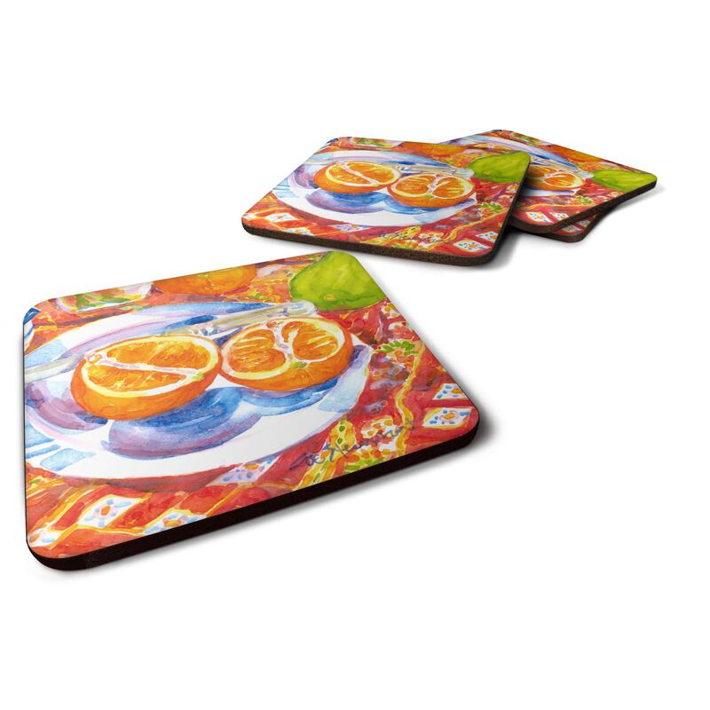 Caroline's Treasures 6035FC Florida Oranges Sliced for Breakfast Foam Coasters (Set of 4), 3.5 H x 3.5 W, Multicolor image number 0