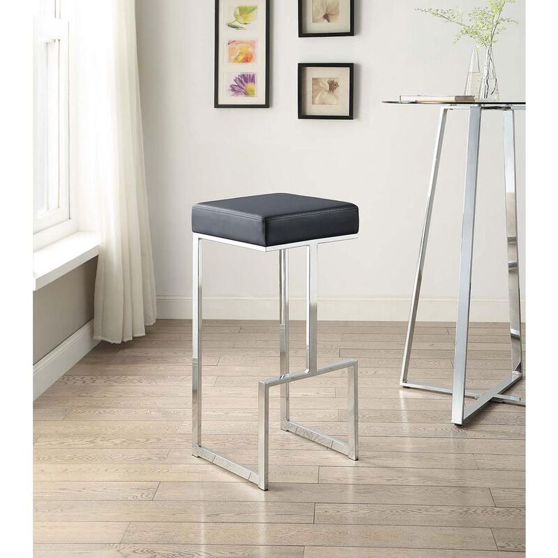 Coaster Gervase Square Bar Stool Black and Chrome