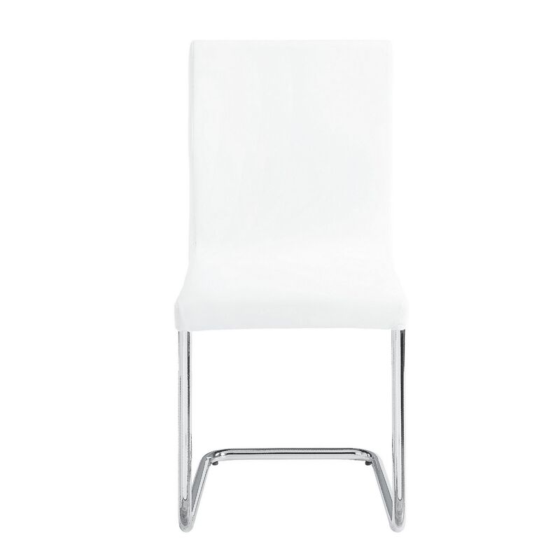 Tony 23 Inch Dining Side Chair, Vegan Faux Leather, Metal, Set of 2, White-Benzara image number 2