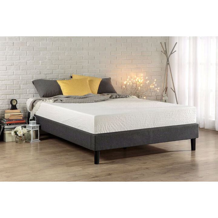 Hivvago King size Modern Grey Upholstered Padded Platform Bed Fame