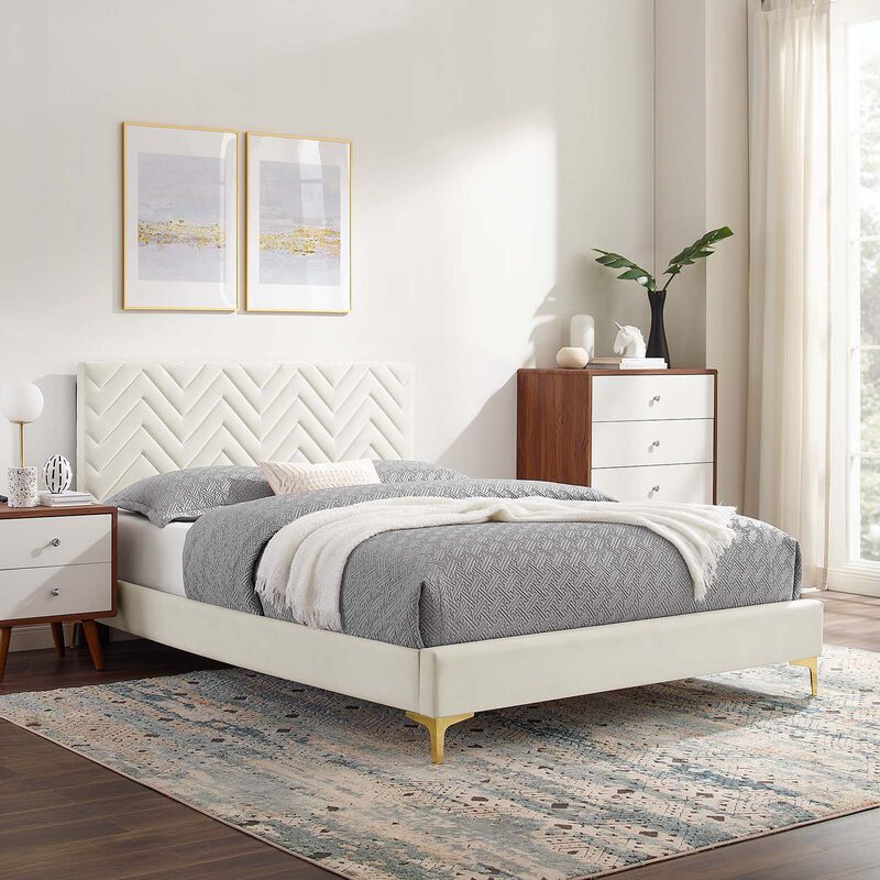 Modway - Leah Chevron Tufted Performance Velvet Full Platform Bed image number 1