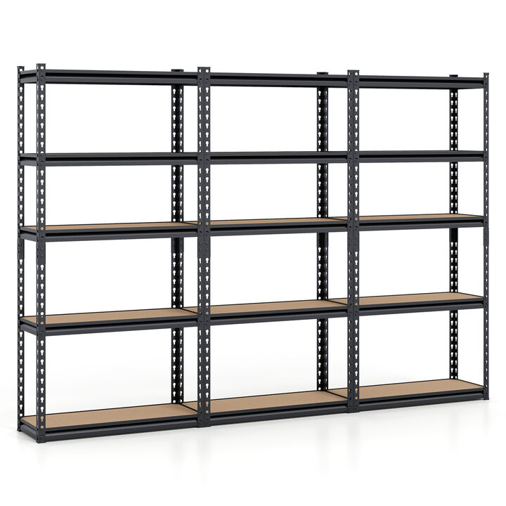 Set of 3 5-Tier Heavy-Duty Garage Shelving Units with 2200 LBS Capacity