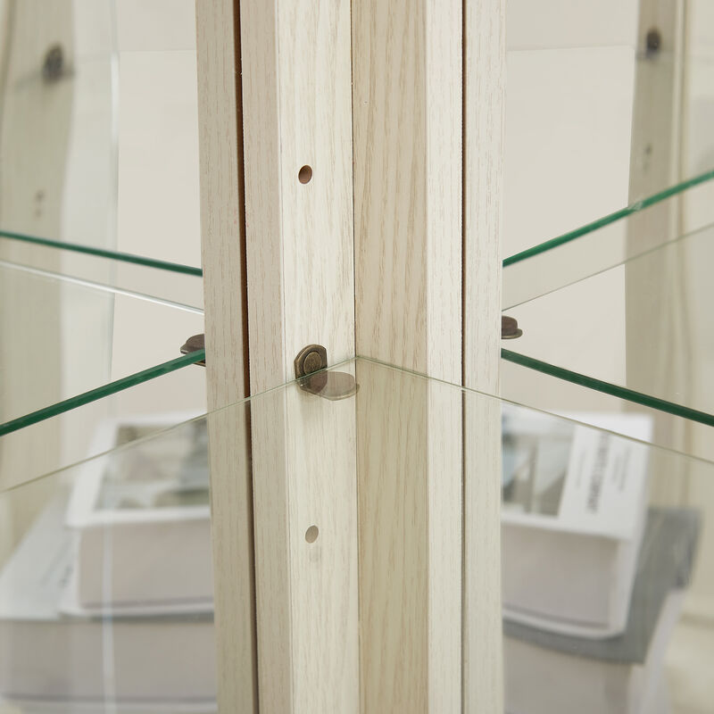 Corner Glass Curio Cabinet with Lighting and Adjustable Shelves image number 3