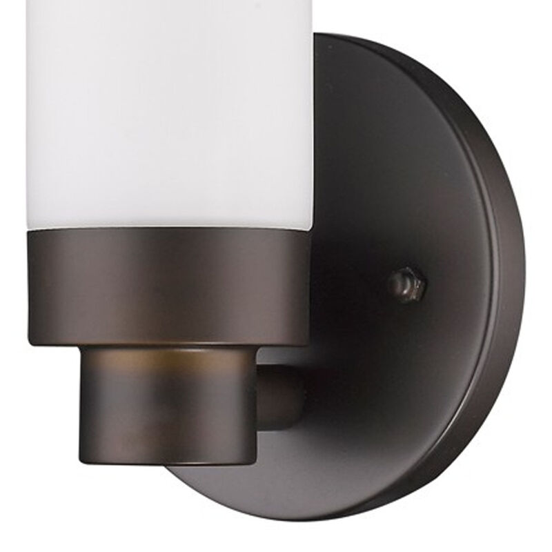 Hivvago Bronze Wall Light with Narrow Frosted Glass Shade