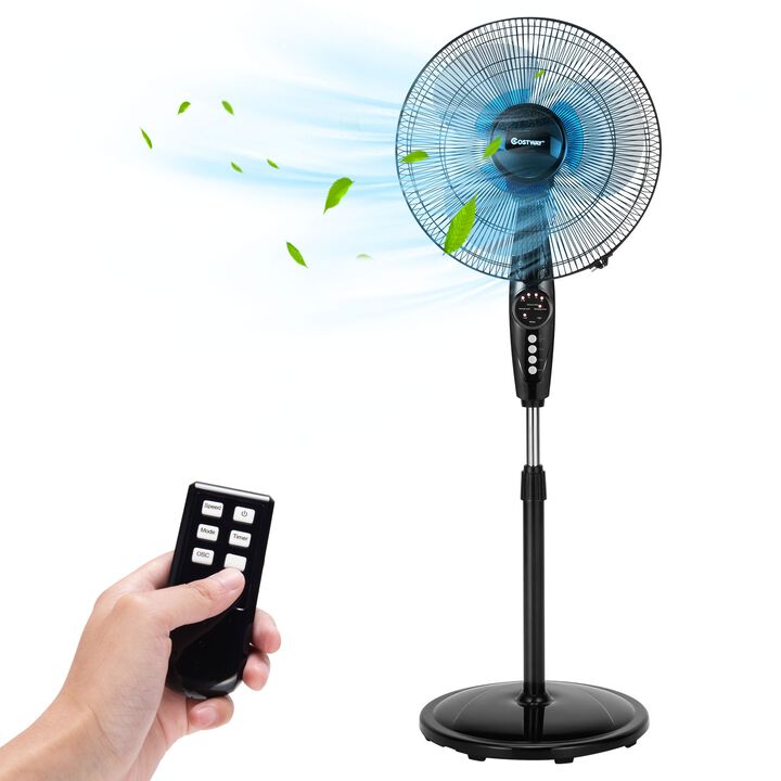 Adjustable Height Fan with Quiet Oscillating Stand for Home and Office