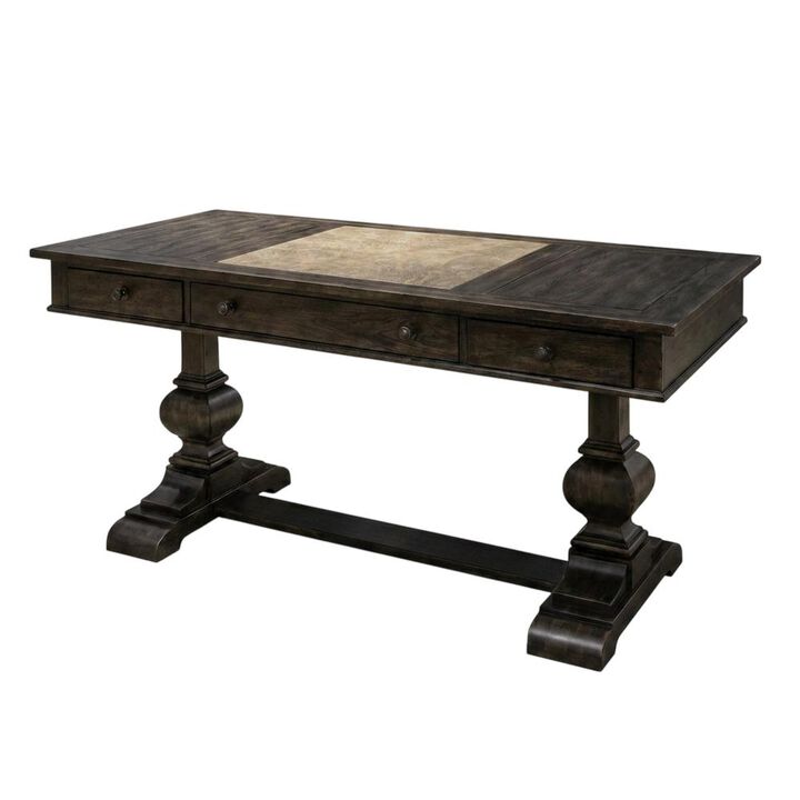 Liberty Furniture 2 Piece Desk Set in Rubberwood Solids w/ Split Heart White Oak Veneers