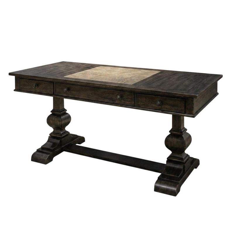 Liberty Furniture 2 Piece Desk Set in Rubberwood Solids w/ Split Heart White Oak Veneers image number 0