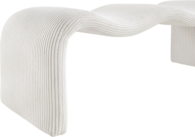 Meridian Furniture Willow Cream Corduroy Fabric Bench