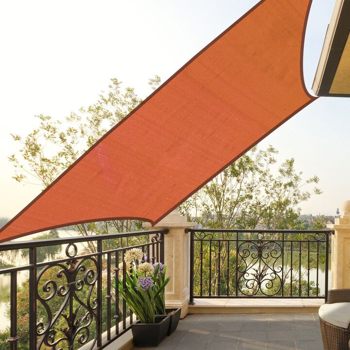 20' x 16' Sun Shade Sail Rectangle Sail Shade Canopy for Outdoor Patio Deck Yard, Brick Red