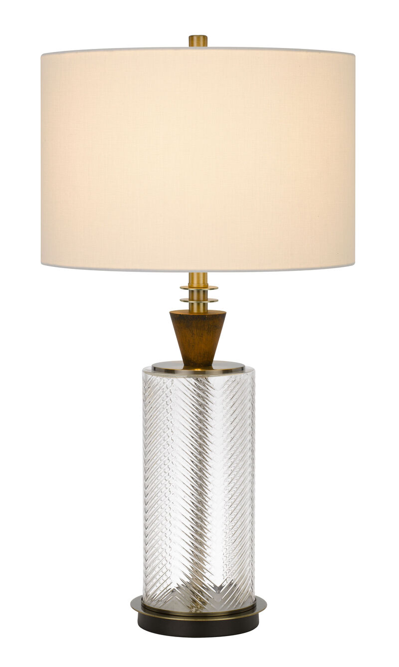 Hivvago 30" Clear Metal Table Lamp With White Empire Shade