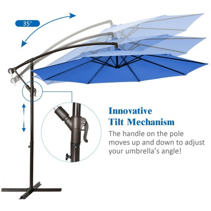 10 Feet Patio Offset Hanging Umbrella with Easy Tilt Adjustment