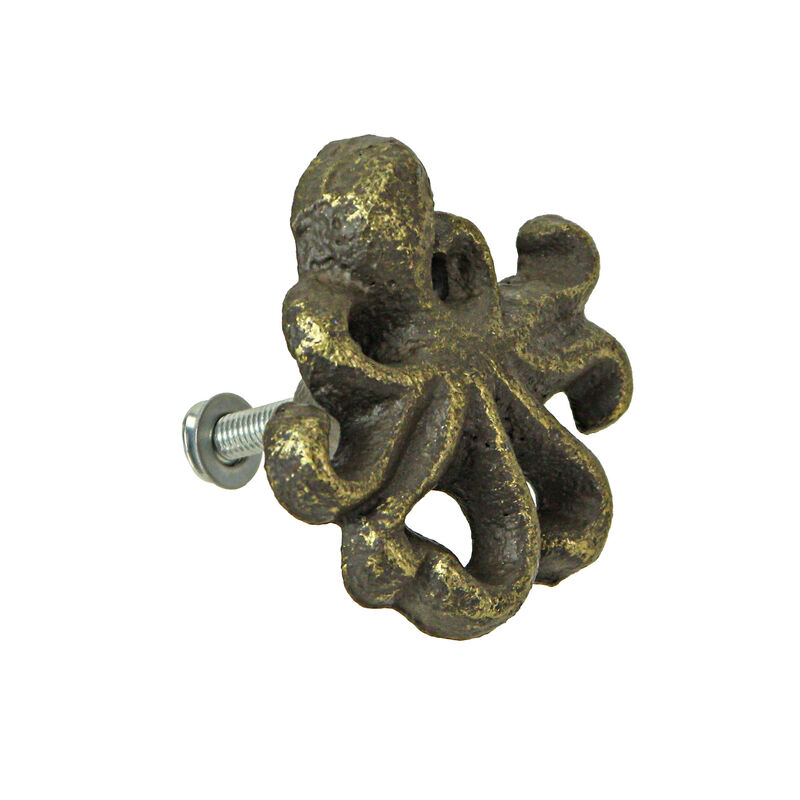 Set of 6 Rustic Bronze Finish Cast Iron Octopus Drawer Pulls - Decorative Cabinet Knobs - Nautical Home Decor - Seaside Furniture Accents - 2 Inches Long image number 5