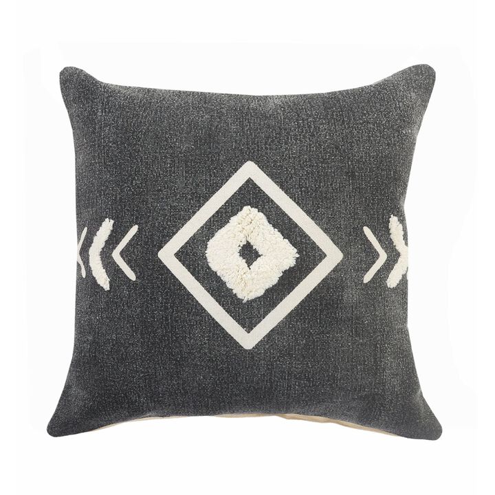 20" Black and White Geometric Diamond Square Throw Pillow